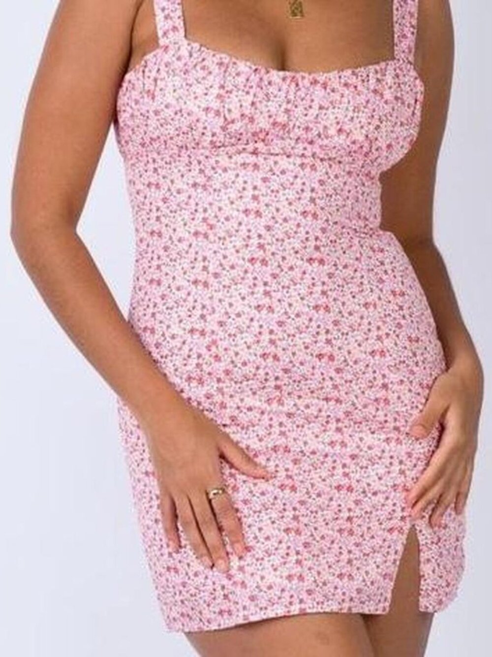 PRINCESS POLLY Ambrose Pink Ditsy Floral Mini Dress Size 6 Cottagecore